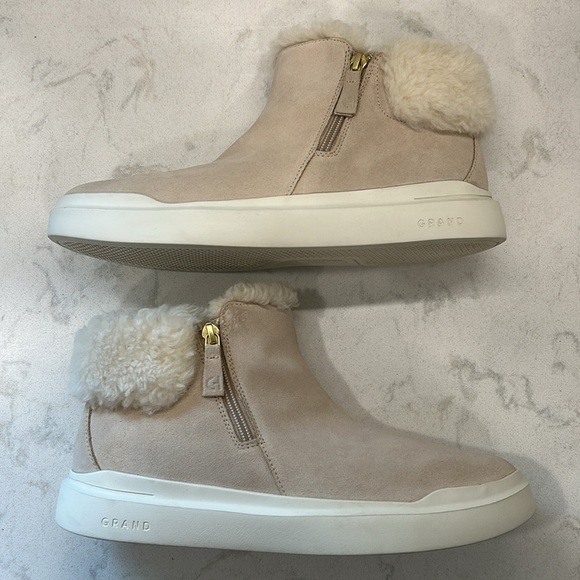 Cole Haan Womens Grandpro Rally Gray Slip On Dressy Ankle Suede Booties Shoes - Picture 14 of 16